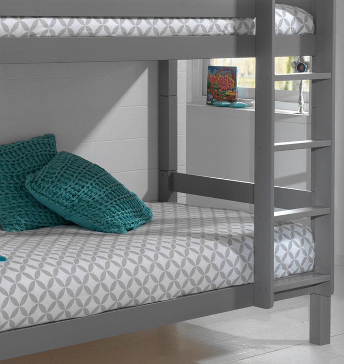 Etagenbett Pino Grau Kiefer Massiv mit Leiter - Grau/Kieferfarben, MODERN, Holz (90/200cm) - MID.YOU