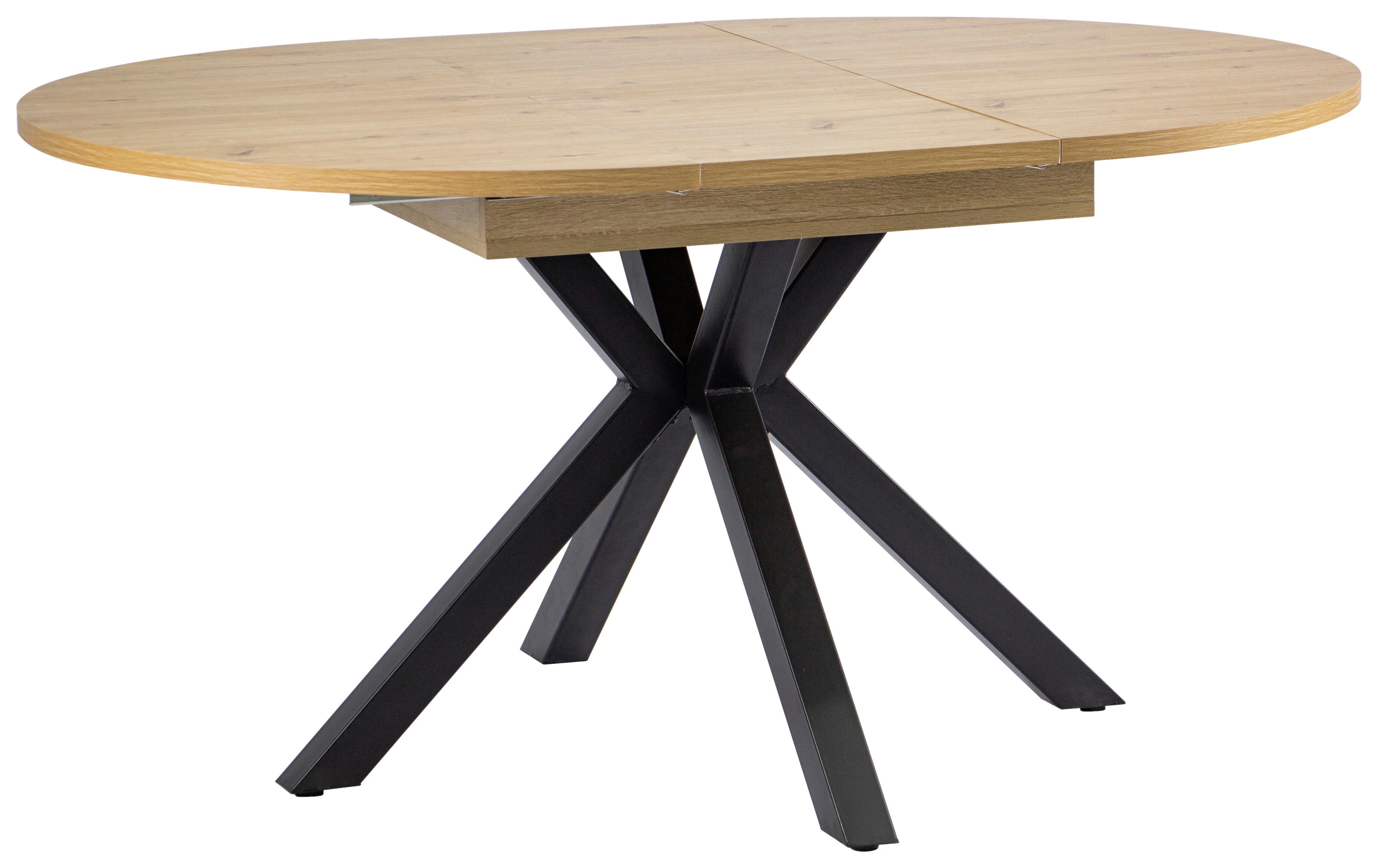 Ausziehtisch Bozan 110 Az 110-150x76x110cm Eiche - Schwarz/Eiche Artisan, KONVENTIONELL, Holzwerkstoff/Metall (110-150/76/110cm) - MID.YOU