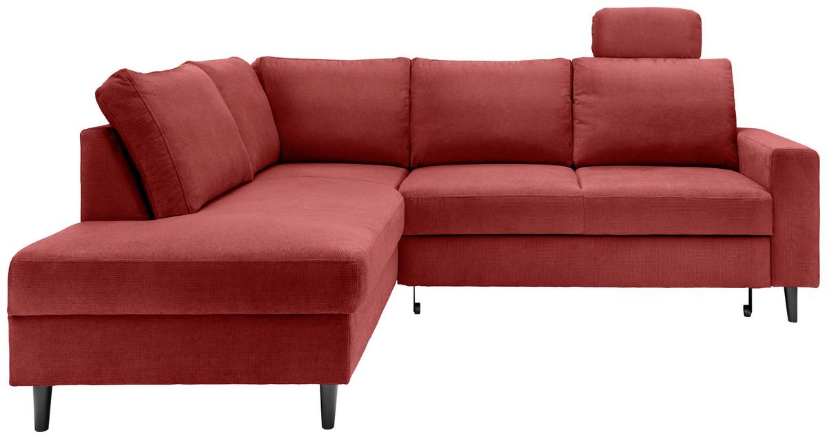Eckschlafsofa Passione, Rot S: 200x242 Cm - Rot/Schwarz, MODERN, Textil (200/242cm) - Livetastic