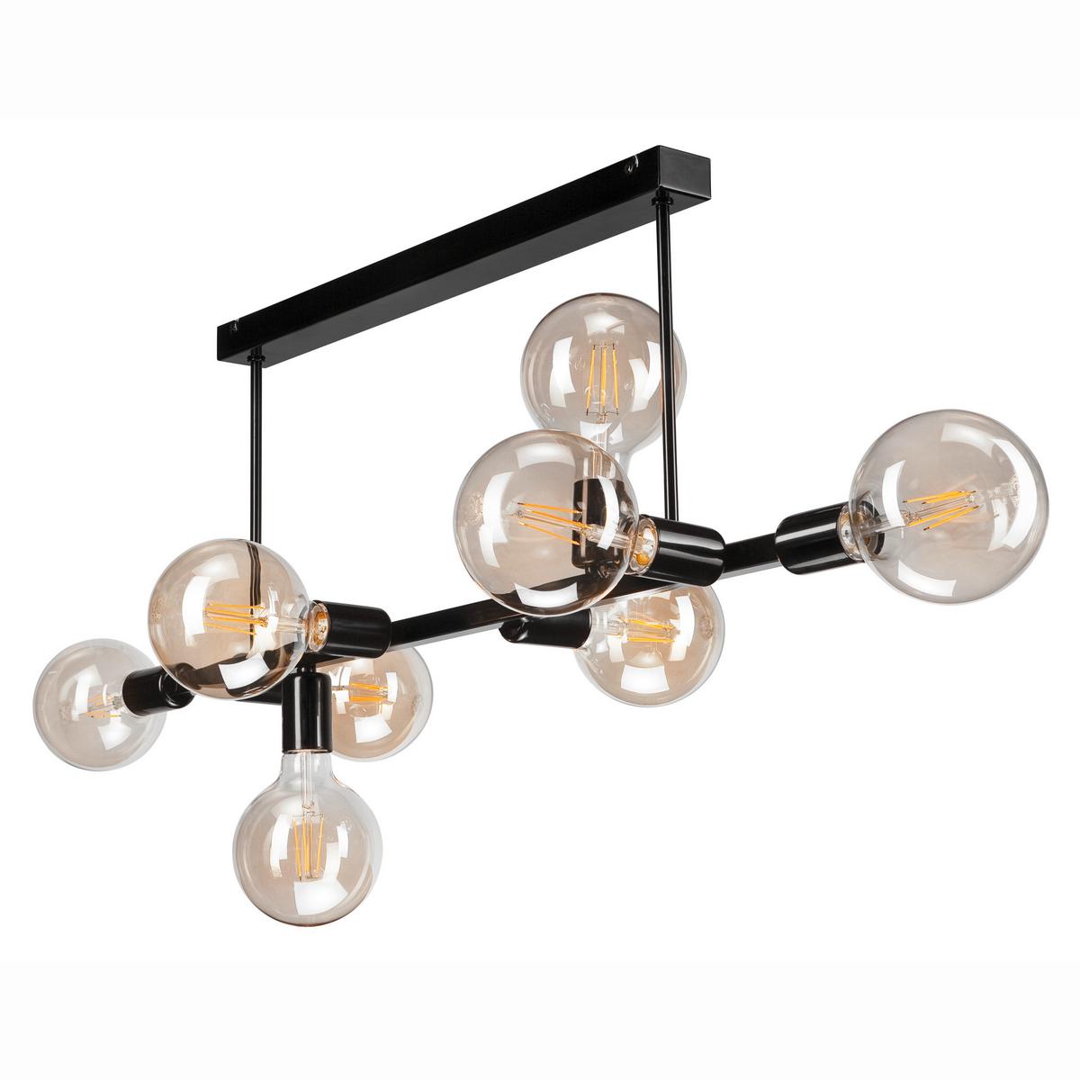 Deckenleuchte Astrid Schwarz Hochglanz B: 93 cm - Schwarz Hochglanz, Basics, Glas/Metall (39/93/39cm)