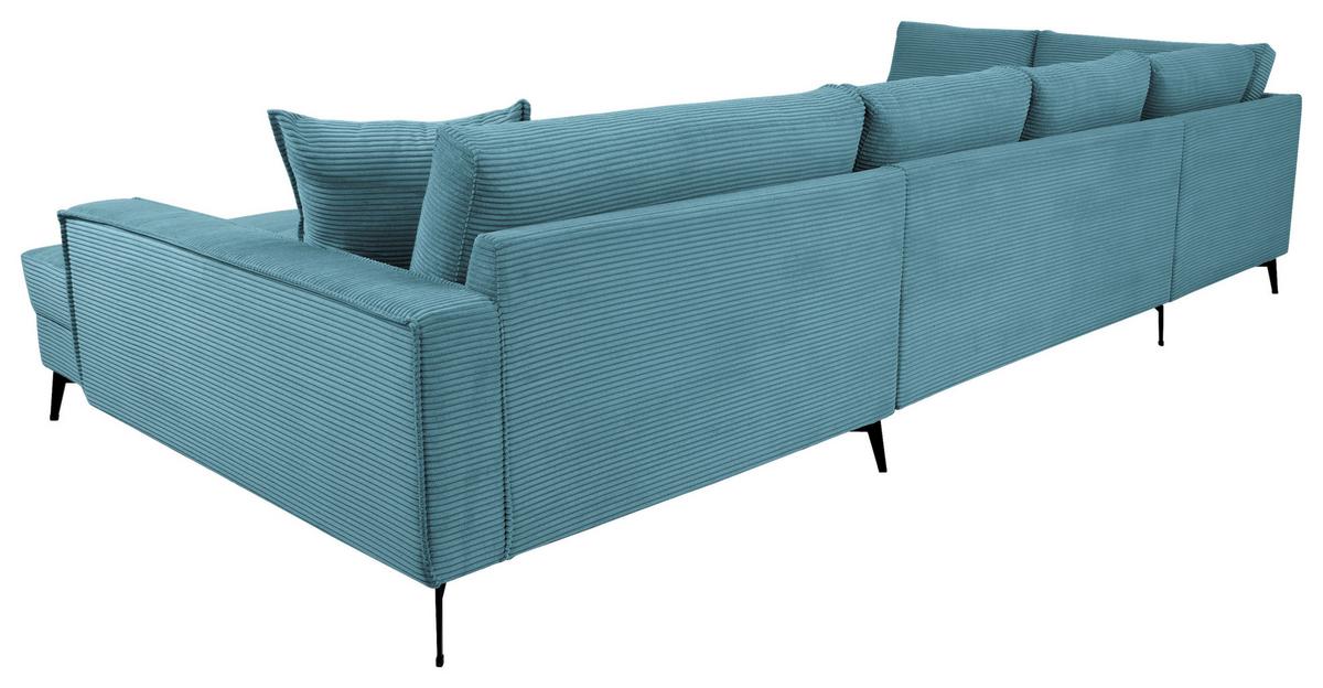 Wohnlandschaft Zero Blau U-Form 195x362x173cm - Blau/Schwarz, Trend, Textil (195/362/173cm)