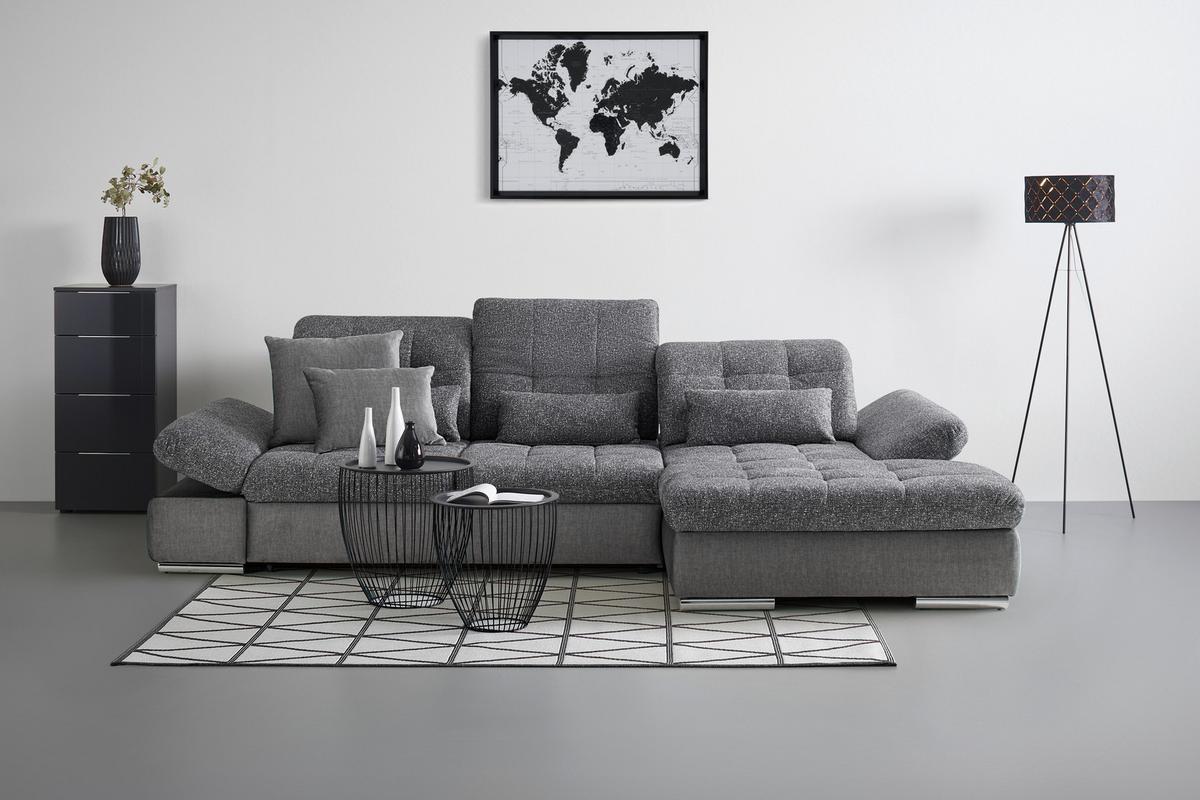Rohová sedačka SANFINO, pravá, grafitová / sivá - sivá/grafitová, Konventionell, kov/drevo (305/79-96/199cm) - Premium Living