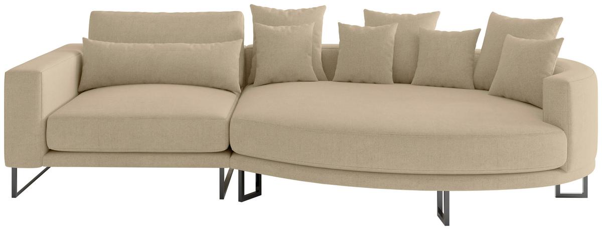 Bigsofa Natalia Beige S: 150x283 cm - Beige/Schwarz, Design, Textil (150/283cm) - Livetastic