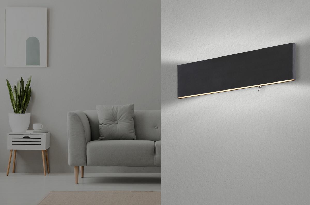 LED-Wandleuchte 1-Flammig mit Kippschalter - Opal/Schwarz, Basics, Kunststoff/Metall (29,5/4,5/8cm) - Globo