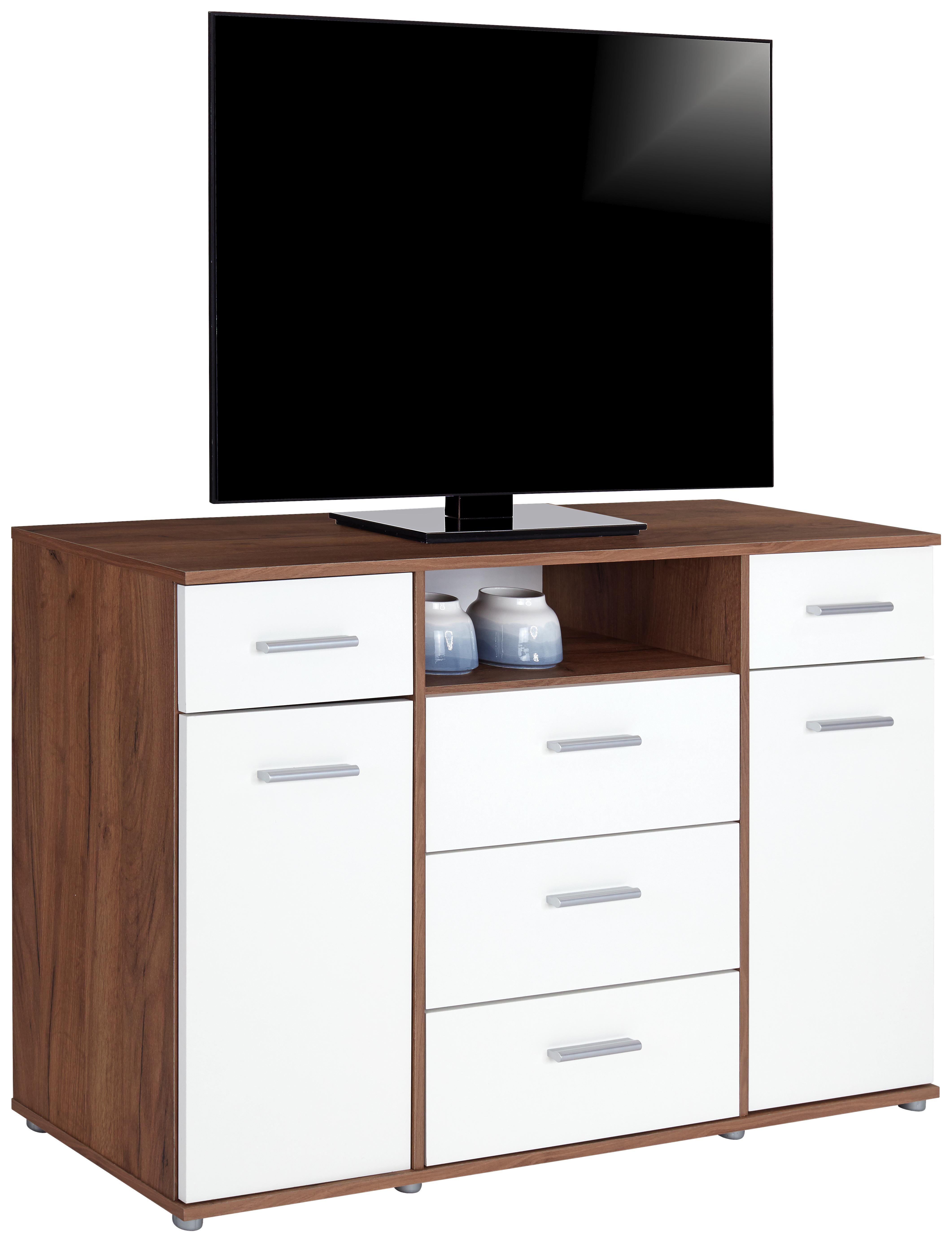 Médiaállvány Next Zd 07 - Tölgyfa/Fehér, modern, Faalapú anyag (138/82,4/40cm)