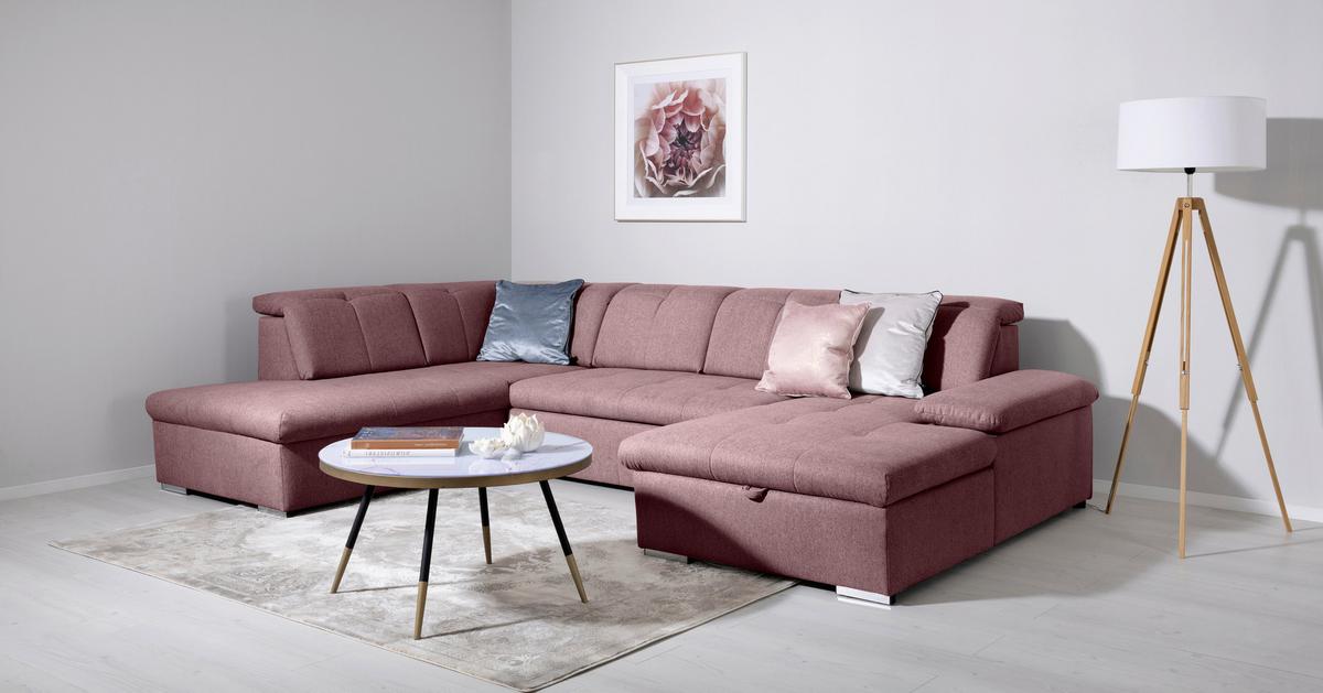 Wohnlandschaft Ramzes Beere U: 215x328x173 cm - Beere/Grau, Design, Textil (215/328/173cm) - MID.YOU