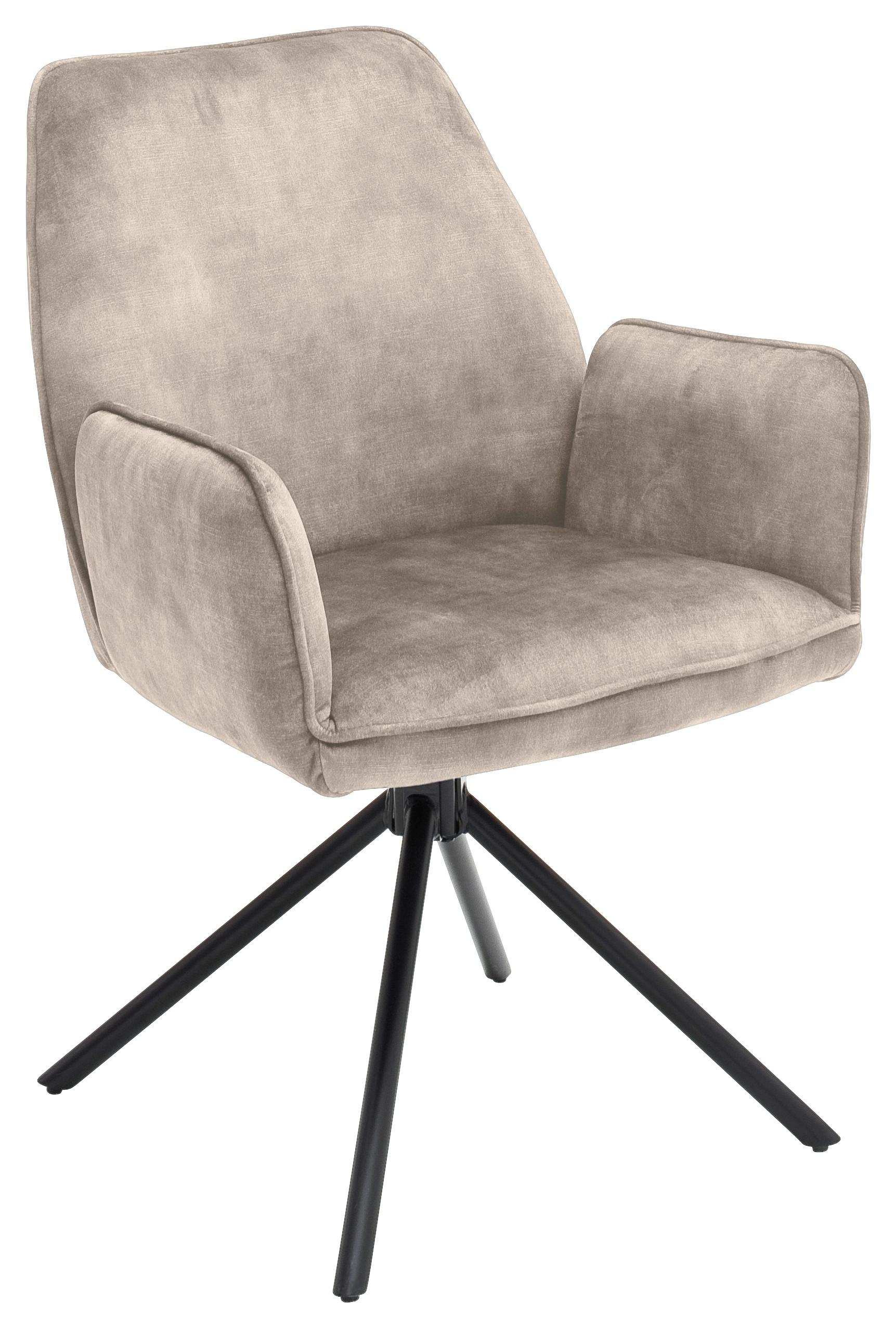 Židle s područkami Ottawa, krémová - černá/krémová, Moderní, kov/textil (60/89/64cm) - Premium Living