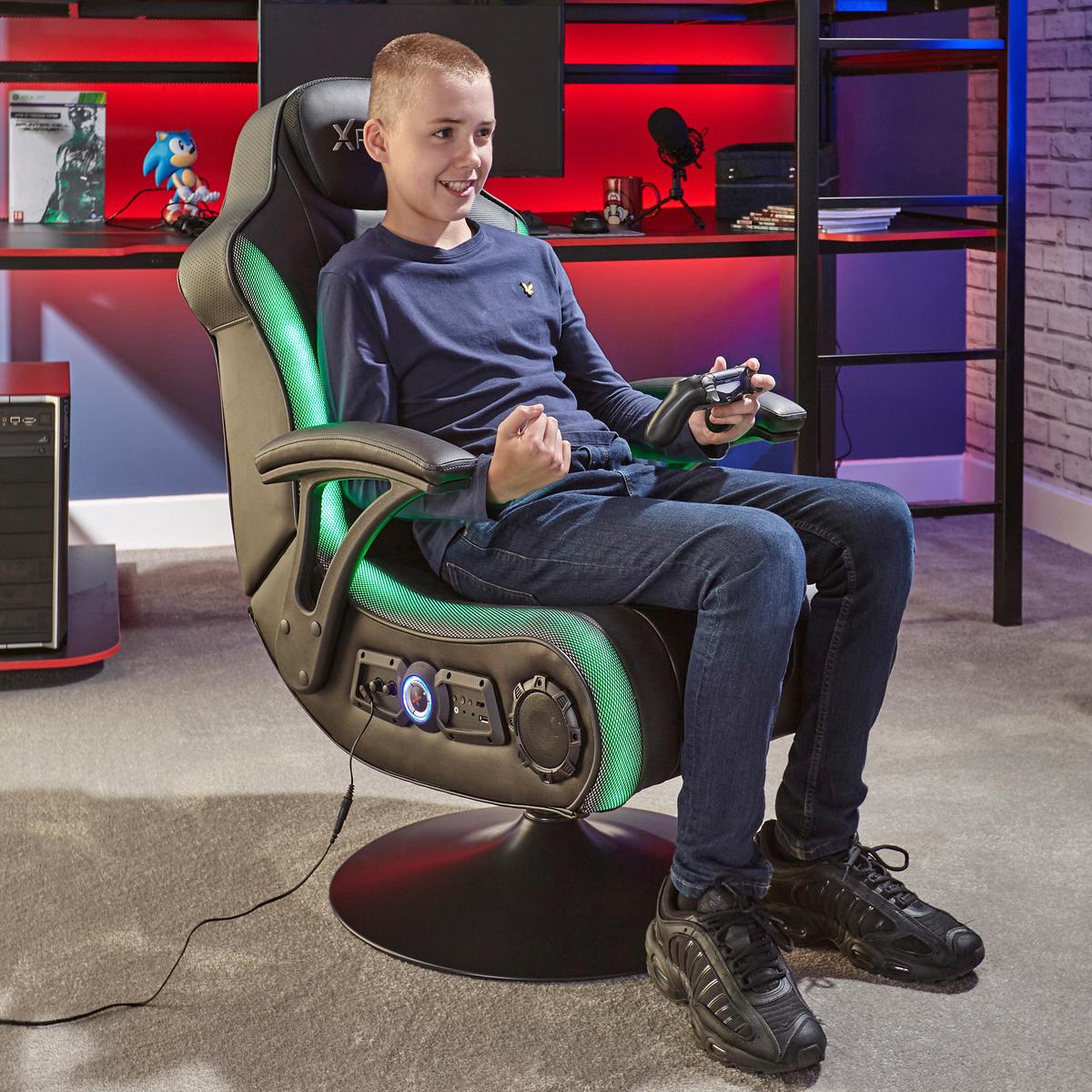 Gamingsessel Monsoon Rgb 4.1 - Schwarz, MODERN, Kunststoff/Textil (66/105/82cm) - X Rocker