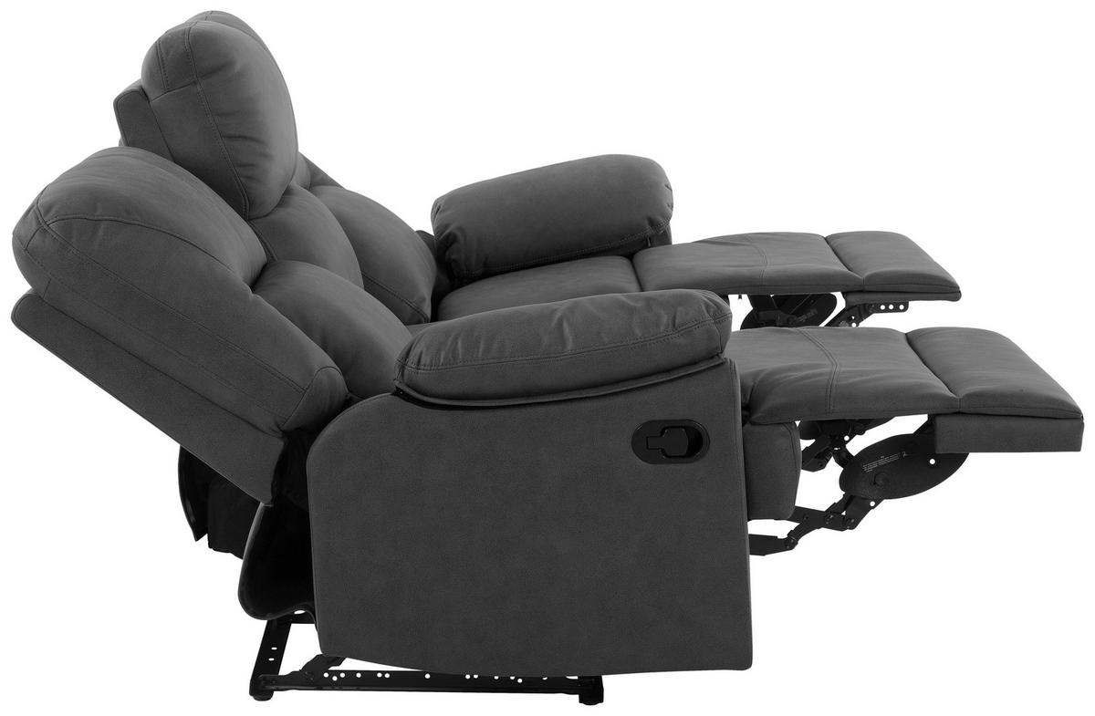 Trojmiestna pohovka CLARA, sivá, s relaxačnou funkciou - čierna/sivá, Basics, kov/drevo (200/99.5/94cm) - Livetastic