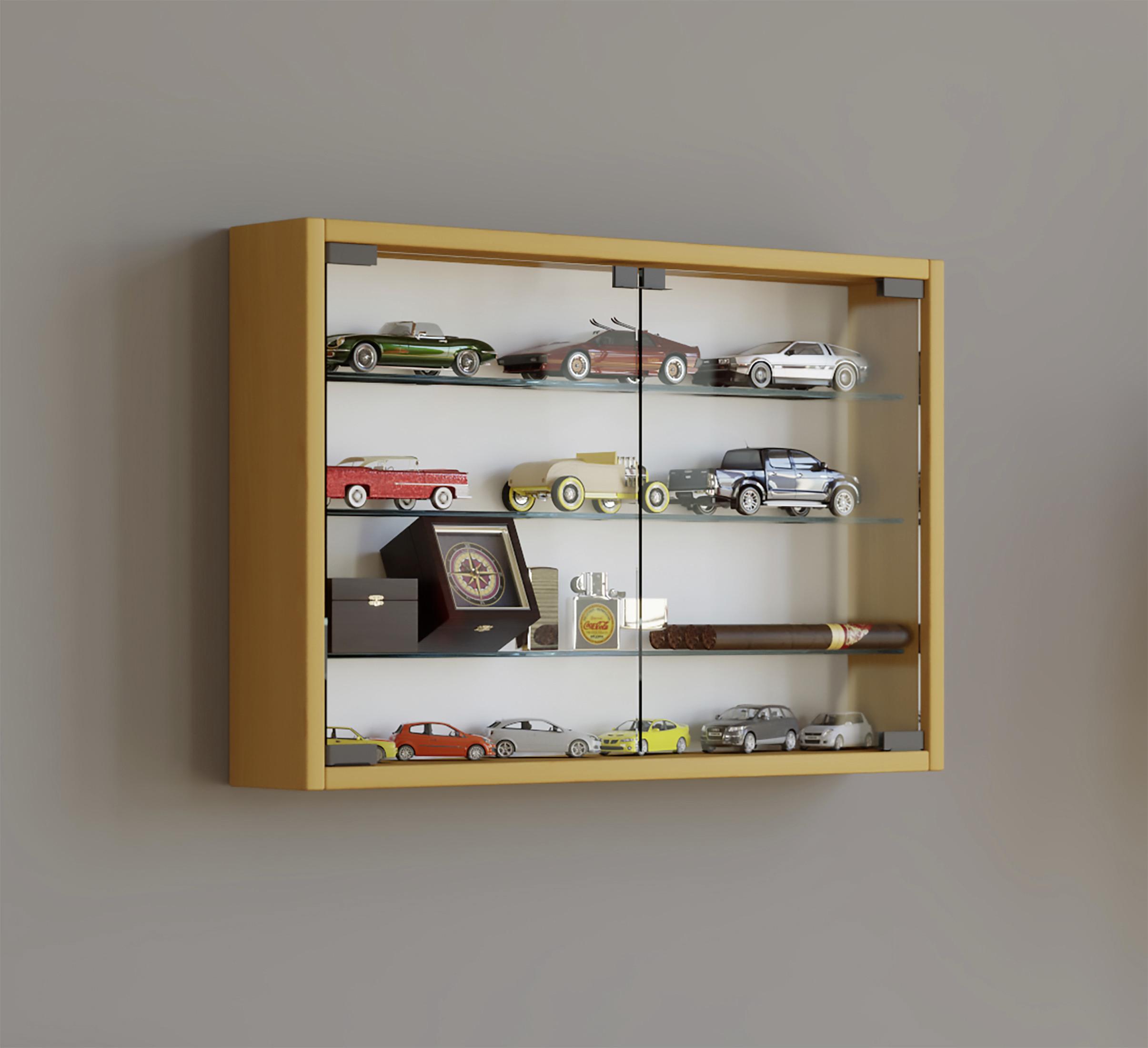 Hängevitrine Mandosa M B: 60cm Buche Dekor Mit Sicherheitsglas - Transparent/Buchefarben, KONVENTIONELL, Glas/Holzwerkstoff (60/40/10cm) - MID.YOU