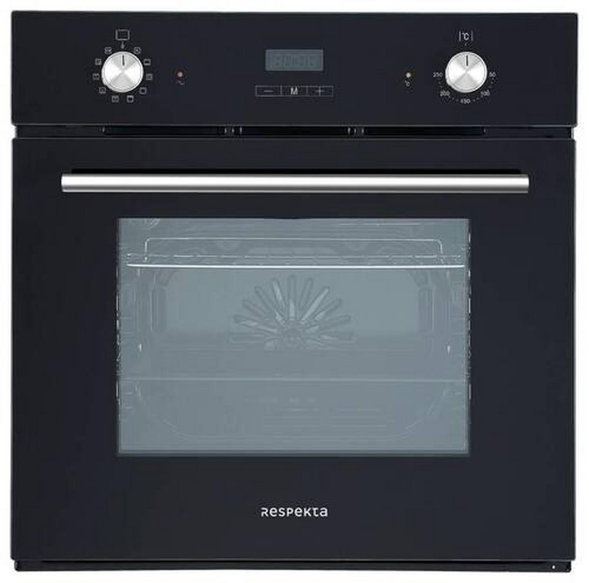 Einbaubackofen Respekta Joel - Schwarz, Trend, Glas/Metall (59,5/59/55cm) - Respekta