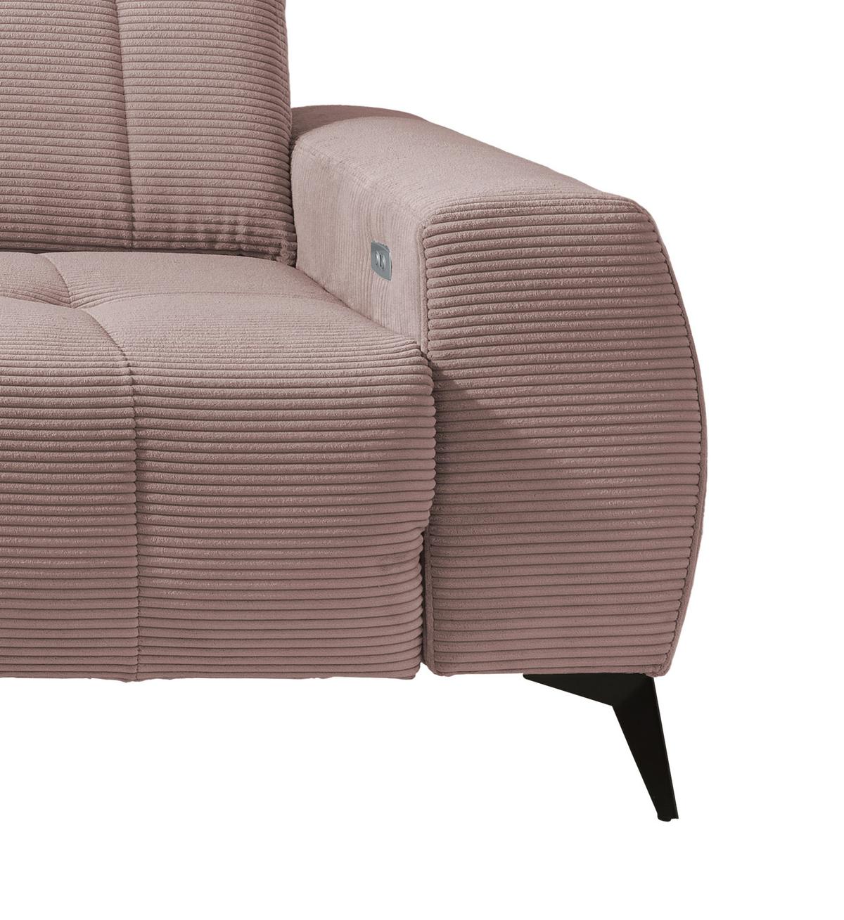 Ecksofa Mit Usb Anschluss Sano, Rosa, S: 200x261 Cm - Schwarz/Rosa, MODERN, Textil (200/261cm) - Livetastic