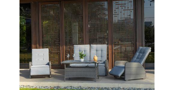 Loungegarnitur 4-Tlg Santander Metall/Polly-Rattan mit Kissen - Grau, MODERN, Kunststoff/Textil (120/60/60cm) - Beldano