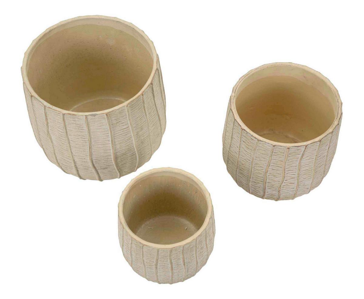Vase Cachepot Flake Set 3 Pcs Creme B: 30,5 cm - Creme, Basics, Keramik (30,5/27/30,5cm)