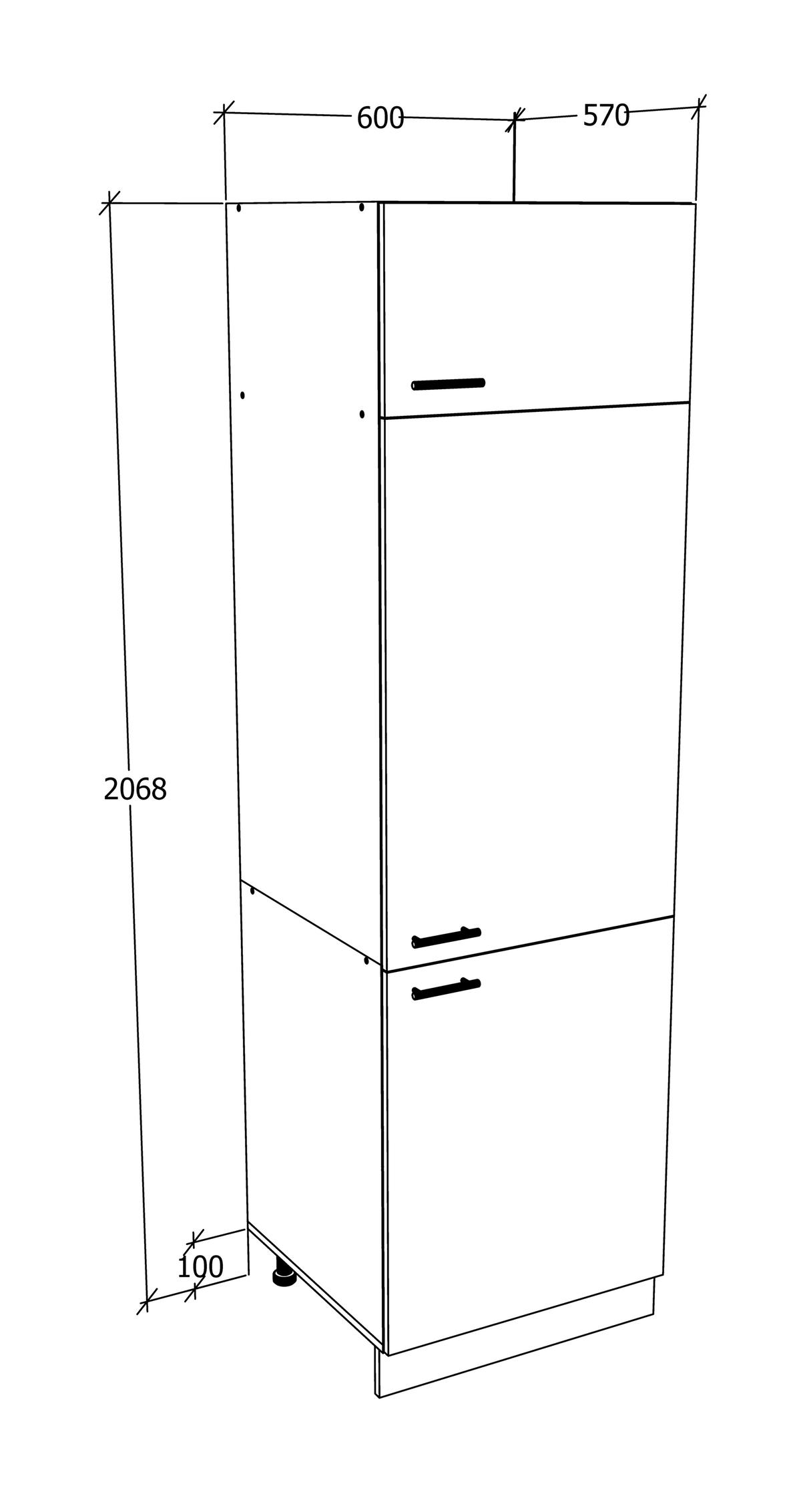Küchen-Hochschrank Esilo B: 60 cm Weiß 4 Ablagen - Weiß, KONVENTIONELL, Holzwerkstoff (60/207/57cm) - MID.YOU