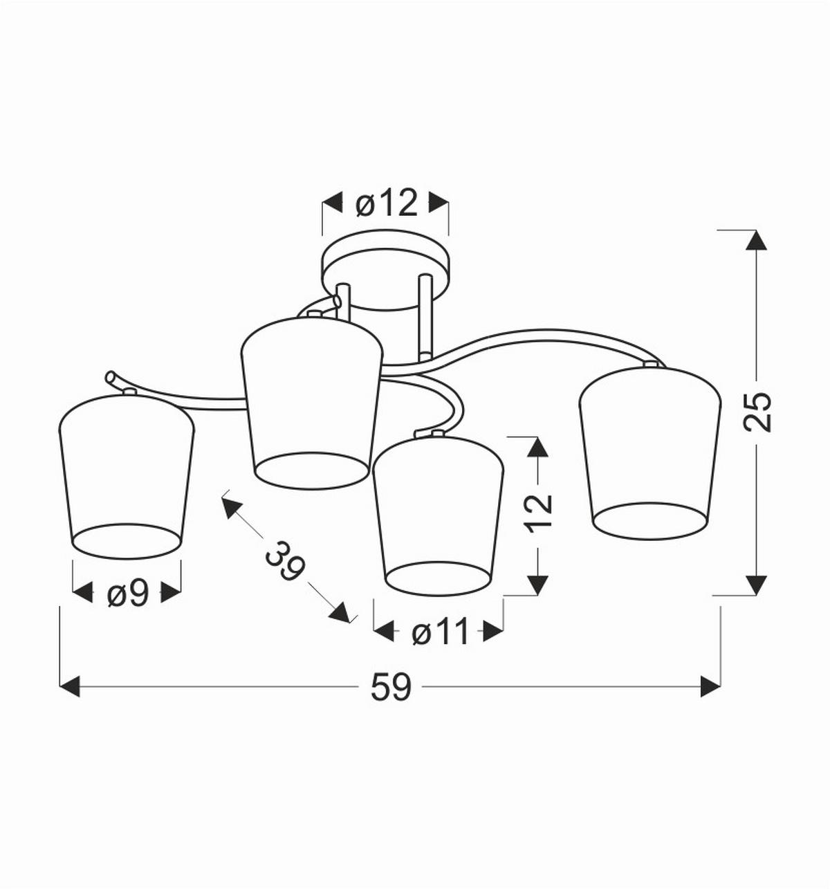 Deckenleuchte 34-22677 Esnyr - Chromfarben/Schwarz, KONVENTIONELL, Metall (59/39/25cm)