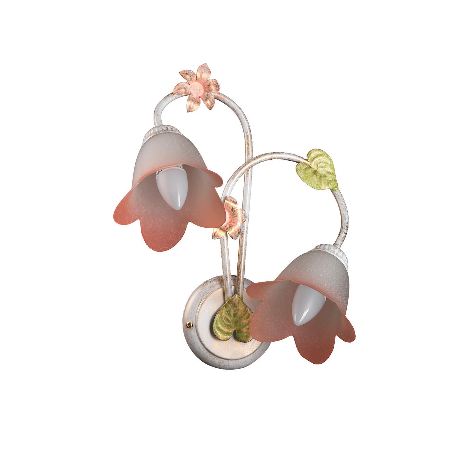 Wandleuchte 4217/Ap2 - Weiß, Natur, Glas/Metall (30/25/40cm)
