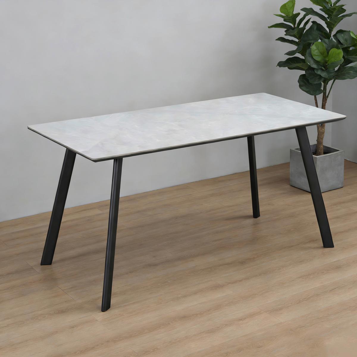 Esstisch George MDF Dekor grau, B: 160cm - Schwarz/Grau, Trend, Keramik/Holzwerkstoff (160/80/76cm)