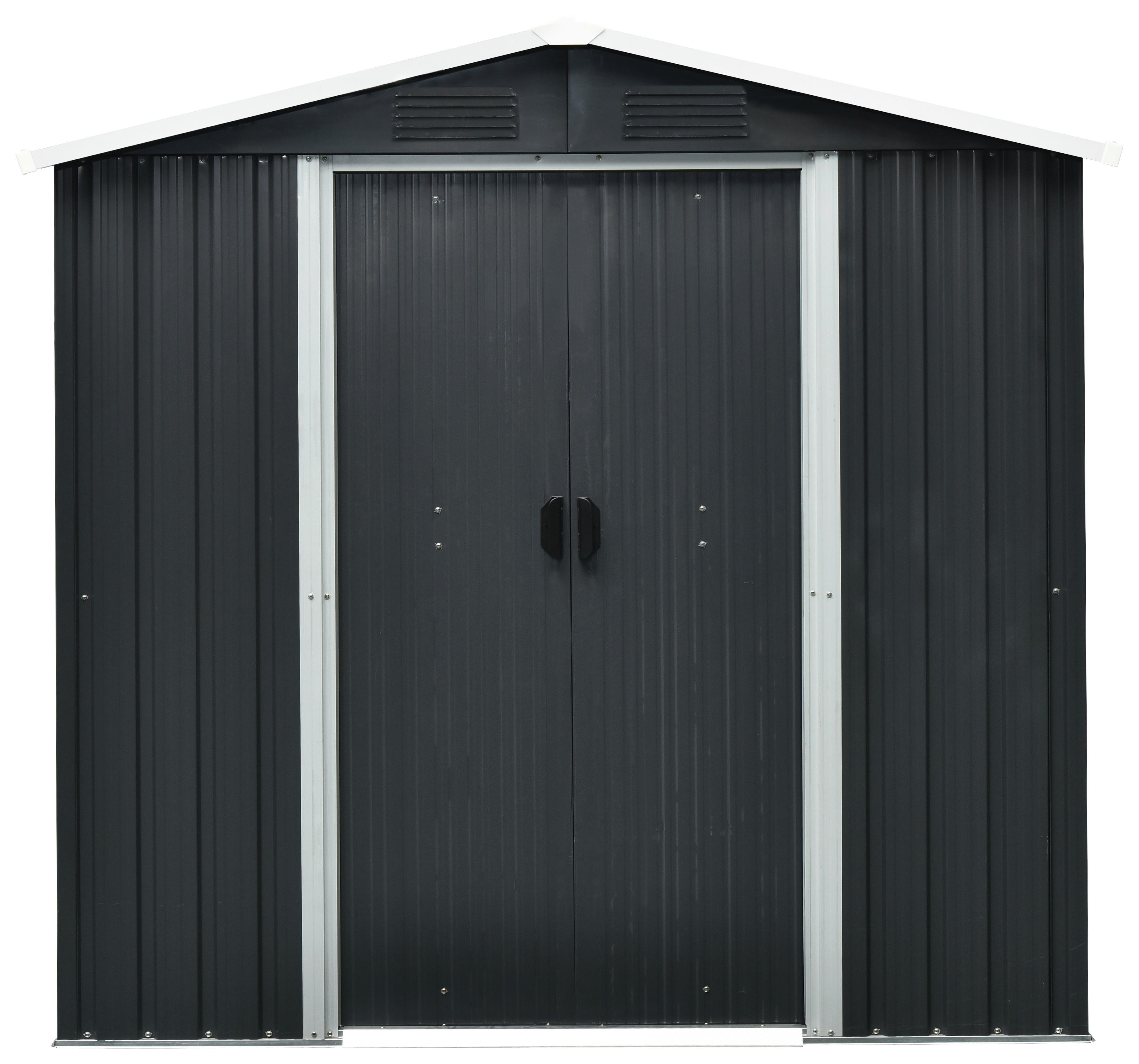 Gerätehaus Mit Satteldach Versperrbar Bxhxt 194x184x110 Cm - Anthrazit/Weiß, Basics, Metall (194/184/110cm)