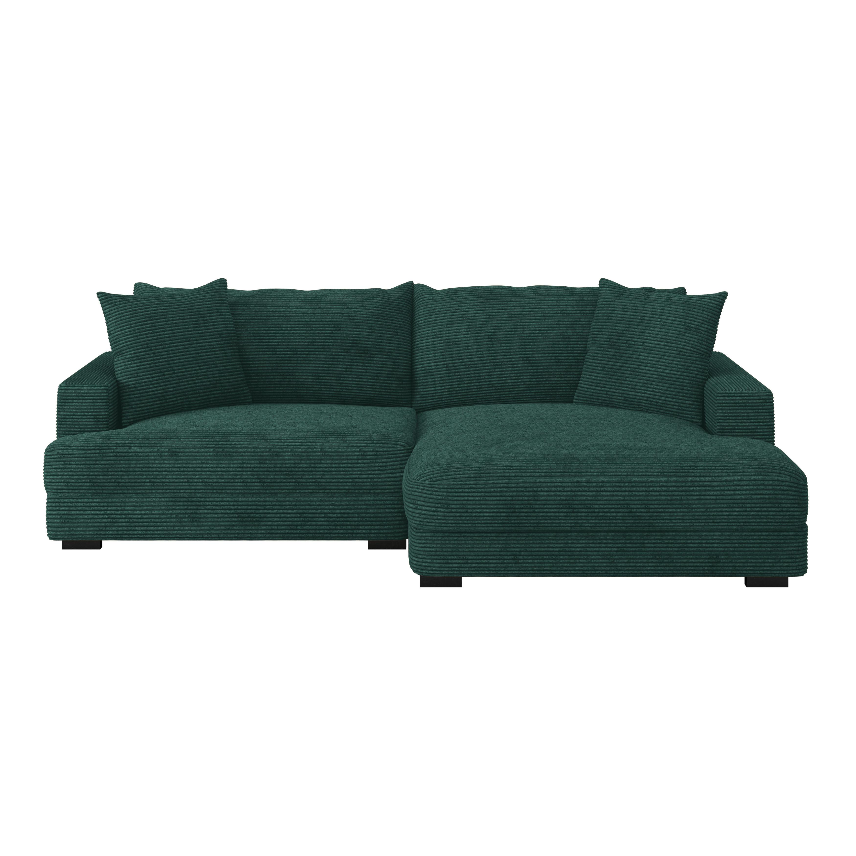 Ecksofa Pelle M. Kissen Dunkelgrün Cord 265x180 Cm - Dunkelgrün/Schwarz, MODERN, Textil (265/180cm)