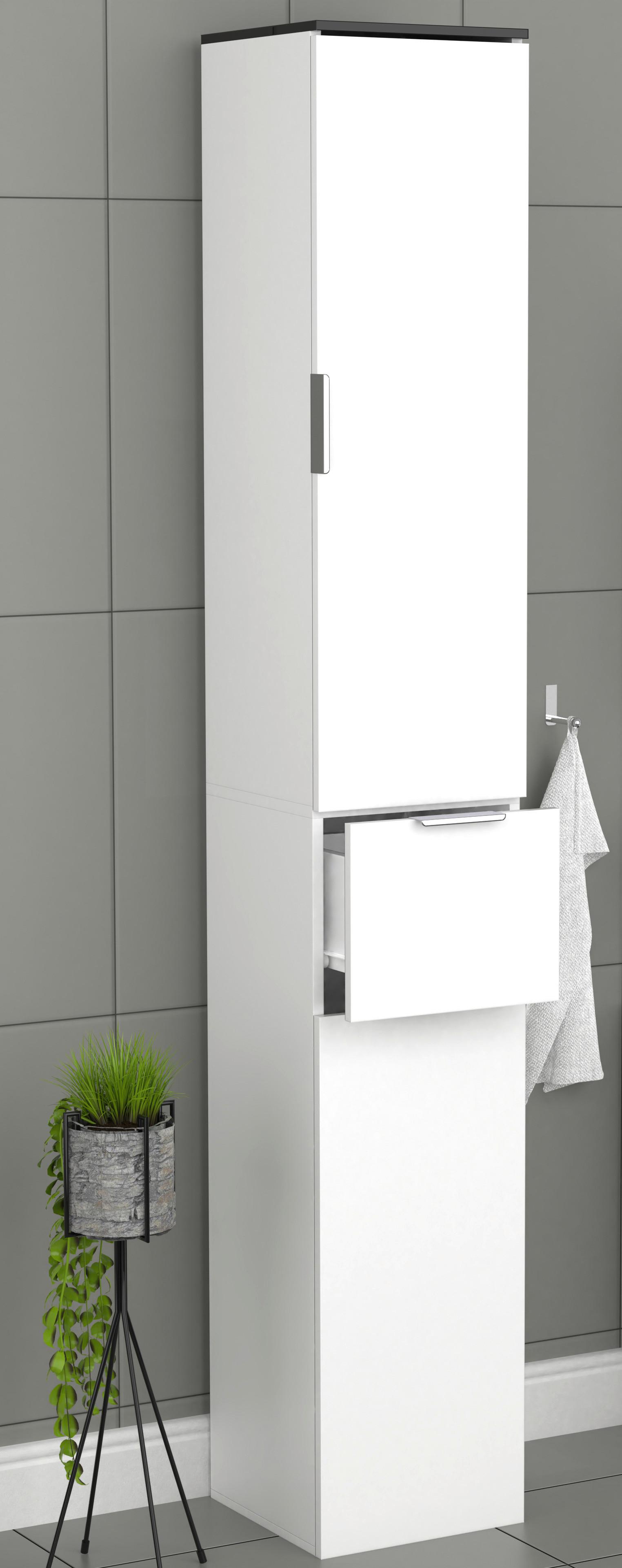 Hochschrank Donali Schwarz, Weiß B: 30 Cm - Schwarz/Weiß, MODERN, Holzwerkstoff (30/190/30cm) - MID.YOU