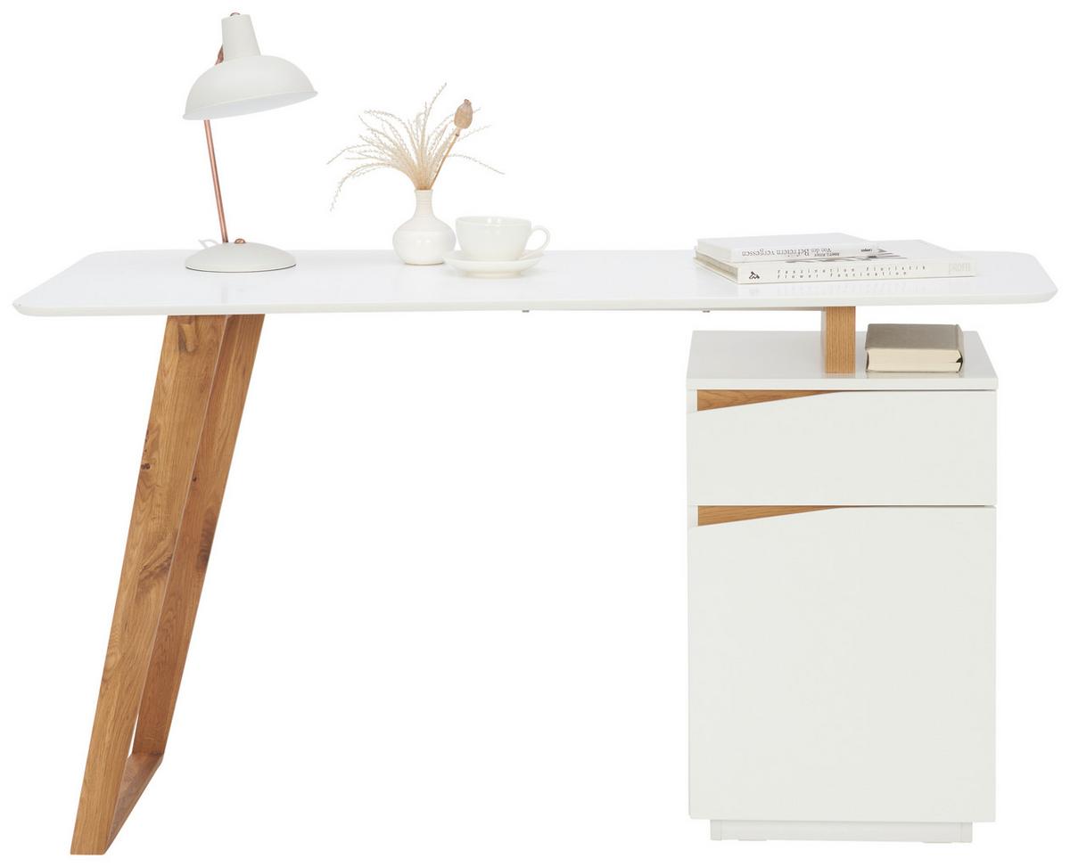 Schreibtisch mit Stauraum Padua B 140cm Weiß/Eiche - Eichefarben/Weiß, MODERN, Holz/Holzwerkstoff (140/45-60/76cm) - MID.YOU