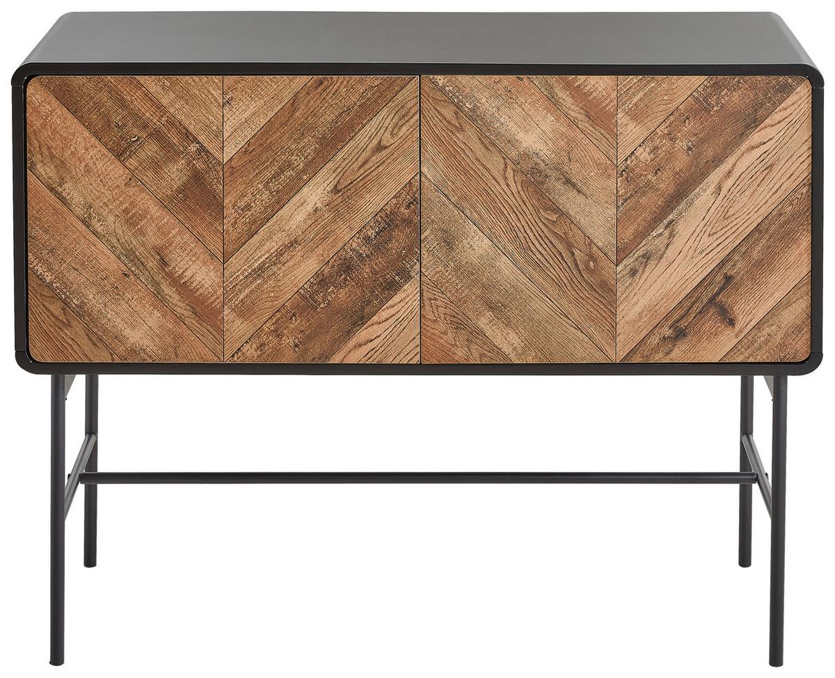 Komoda Sandy - čierna/farba duba, Modern, kov/kompozitné drevo (108/82/40cm) - MID.YOU