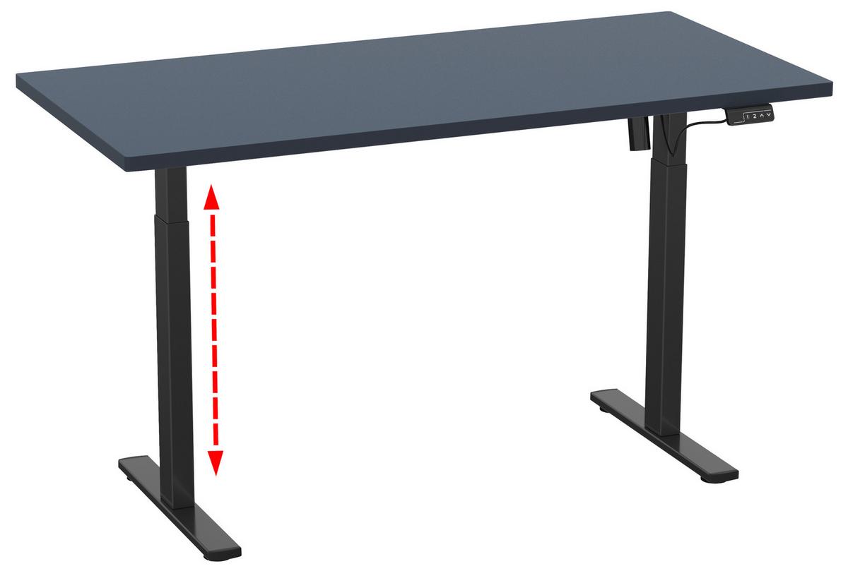 Schreibtisch E-Lona Anthr./Schwarz B: 110cm - Anthrazit/Silberfarben, Design, Holzwerkstoff/Metall (110/71/80cm) - MID.YOU
