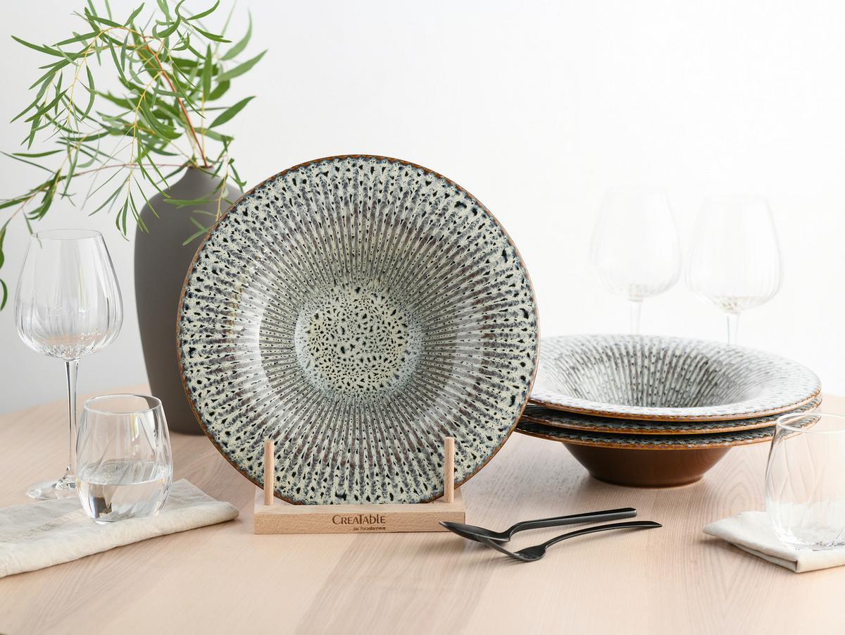 Gourmetteller Allegra Schwarz, Sandfarben Ø 30,5 cm - Sandfarben/Schwarz, Basics, Keramik (30,5/6,5cm) - Creatable