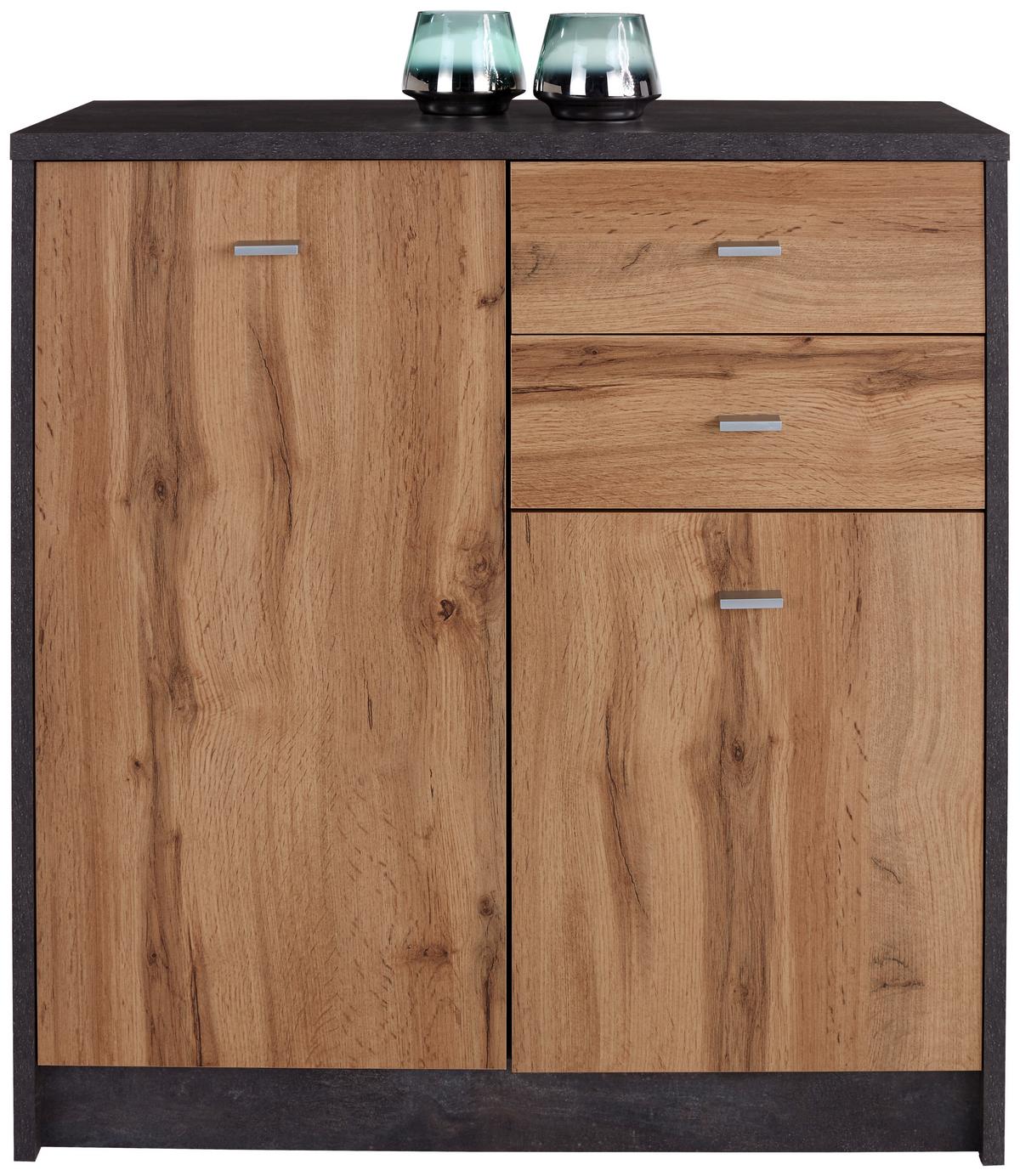 Kommode B 74cm 4-You, Beton Optik/Wotan Eiche Dekor - Eichefarben, MODERN, Holzwerkstoff (74/85,4/34,6cm)