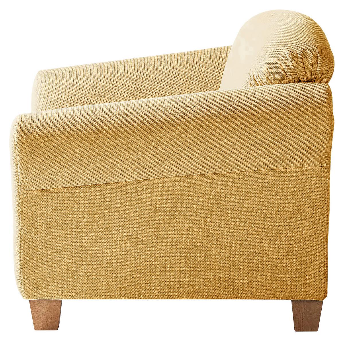 Sessel Gotland senfgelb Rücken echt, 101x84x89 cm - Senfgelb/Naturfarben, KONVENTIONELL, Textil (101/84/89cm) - Sit & More