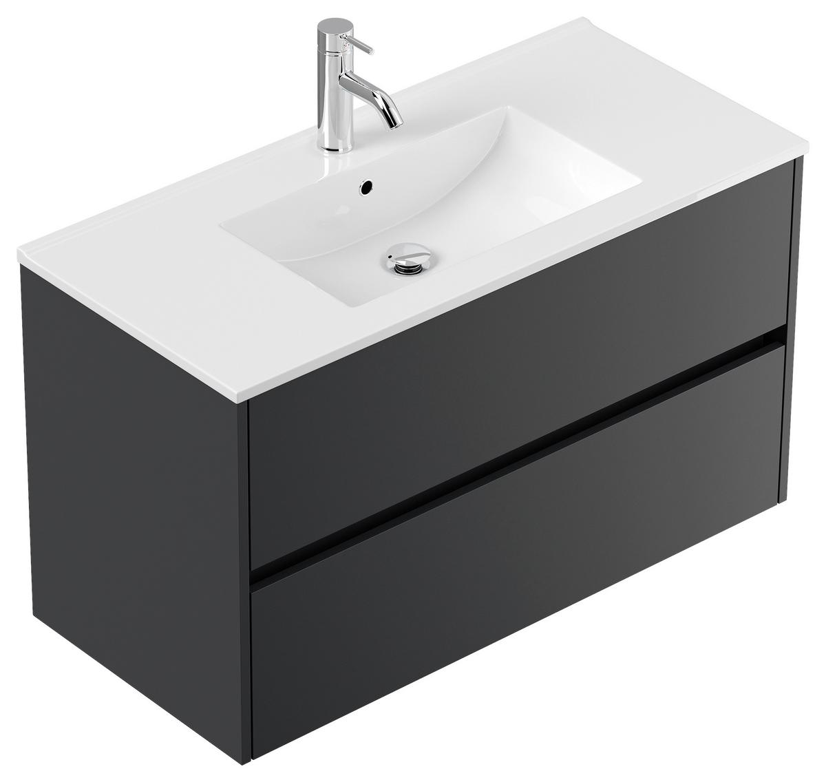 Waschtischkombi Limes Graphitfarben B: 101 cm - Graphitfarben/Weiß, MODERN, Keramik/Holzwerkstoff (101/58,6/47cm) - MID.YOU