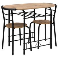 Tischgruppe Styr 3tlg. Melamin Eiche Dekor - Schwarz/Eiche Artisan, KONVENTIONELL, Holzwerkstoff/Metall (95/75/55cm)