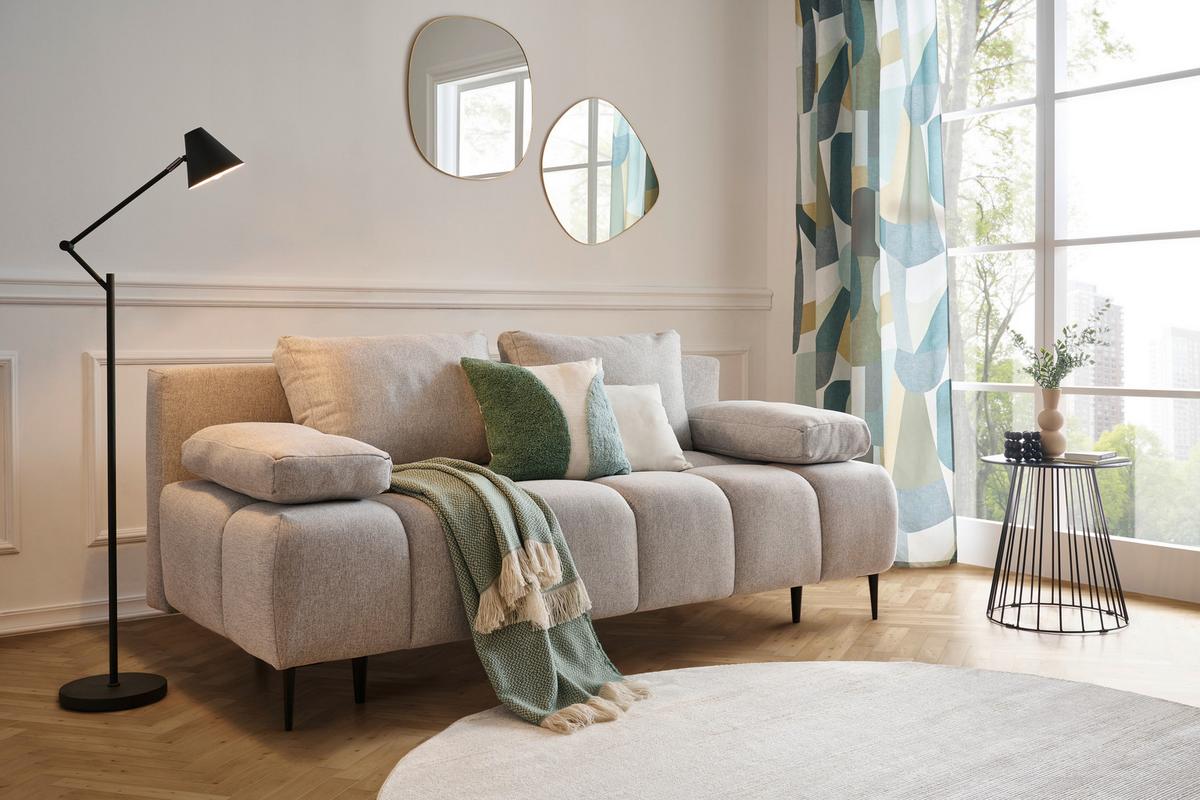 Schlafsofa Bobbio Grau B: 204cm - Schwarz/Grau, MODERN, Textil (204/90/95cm) - MID.YOU