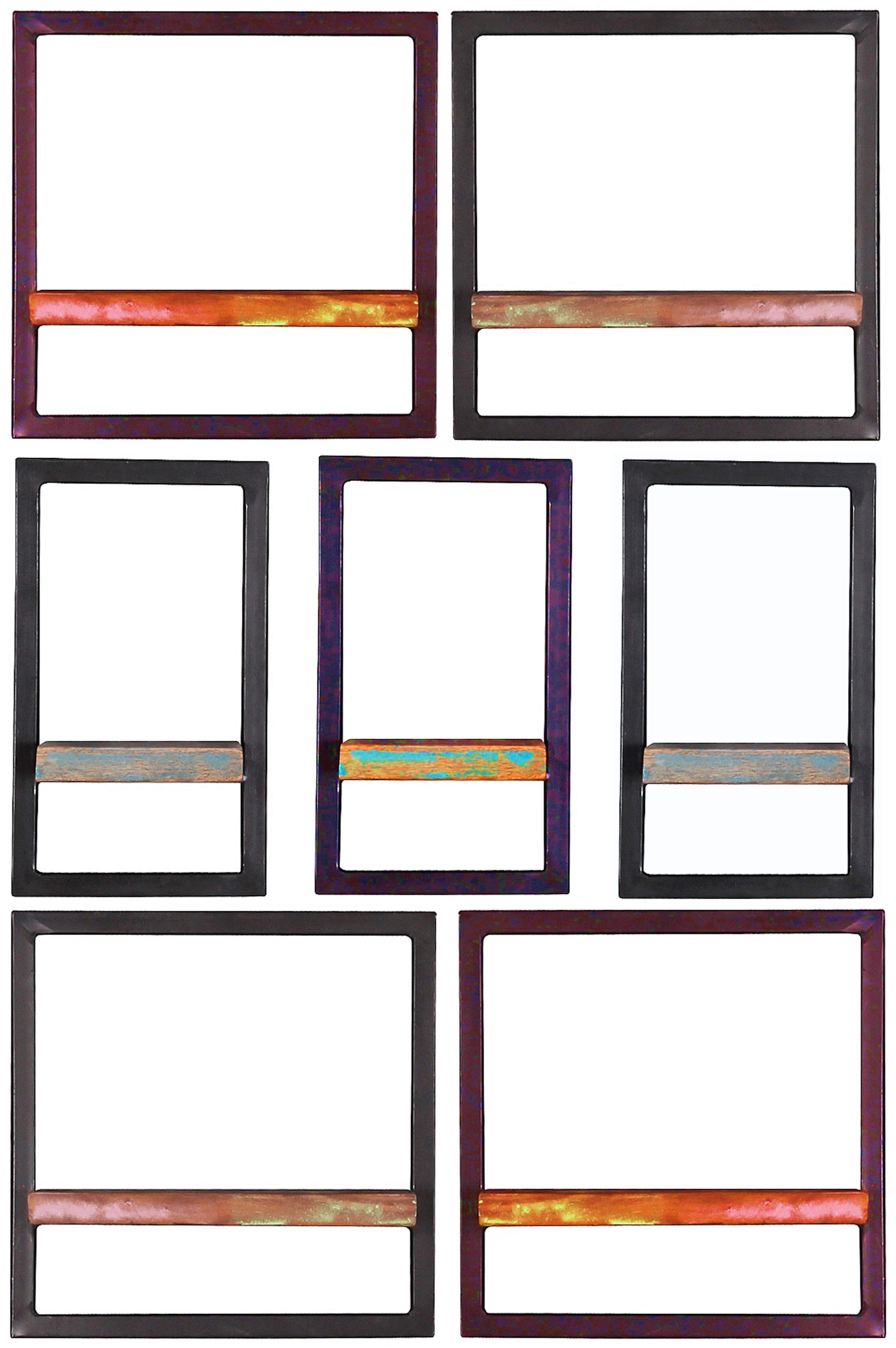 Wandregalset 7--Teilig. Altholz/Schwarz B: 75cm - Multicolor/Schwarz, Design, Holz/Metall (75/115/25cm) - MID.YOU