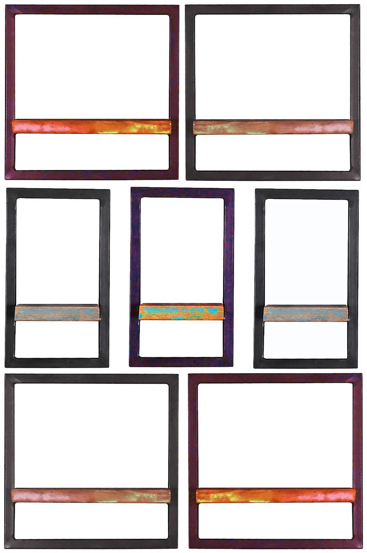 Wandregal Multicolor/Schwarz B: 20cm - Multicolor/Schwarz, Design, Holz/Metall (20/35/25cm) - MID.YOU
