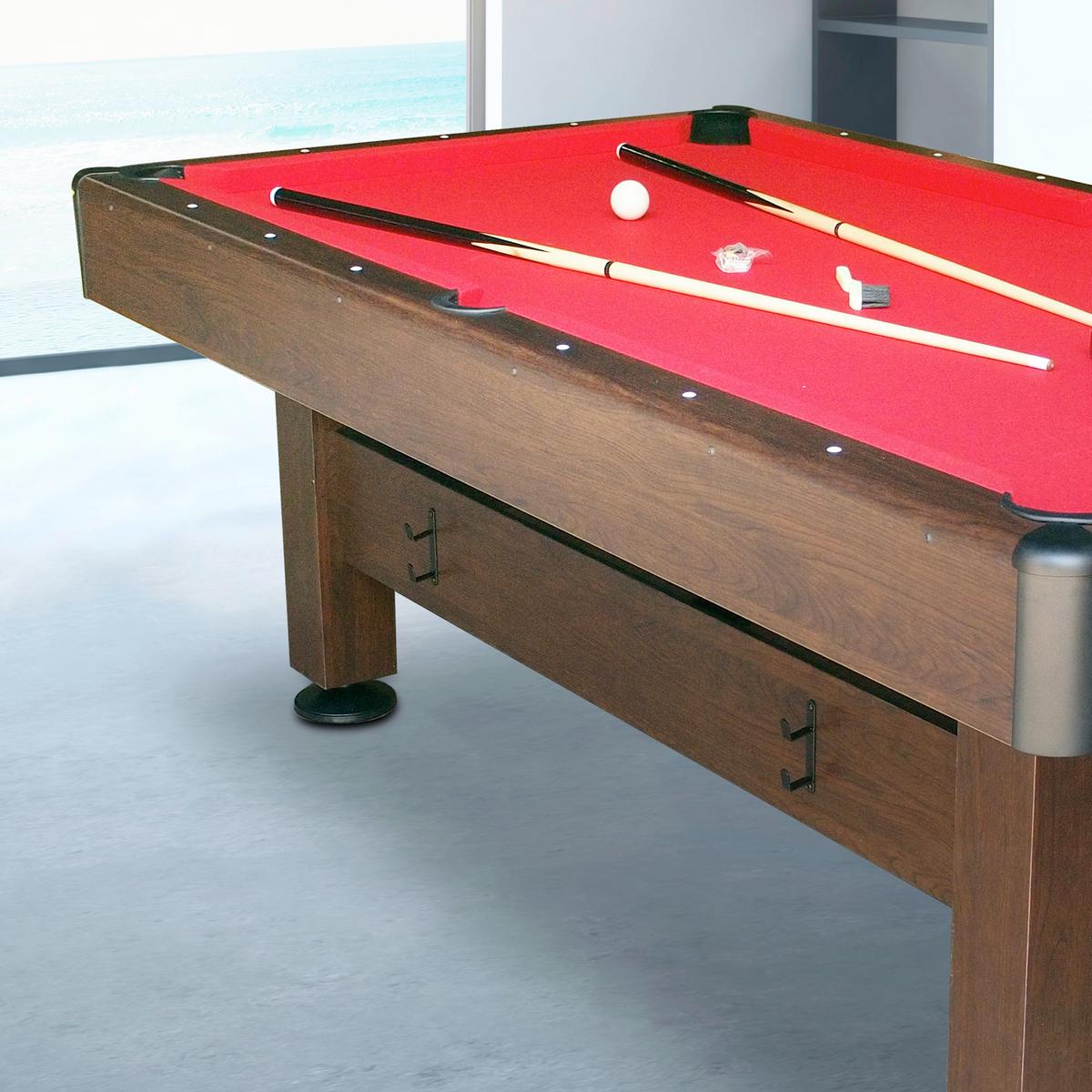 Billardtisch Saphir L: 125 cm Braun/Rot verstellbare Füße - Rot/Braun, Basics, Holz/Kunststoff (125/79/225cm) - Ambia Garden