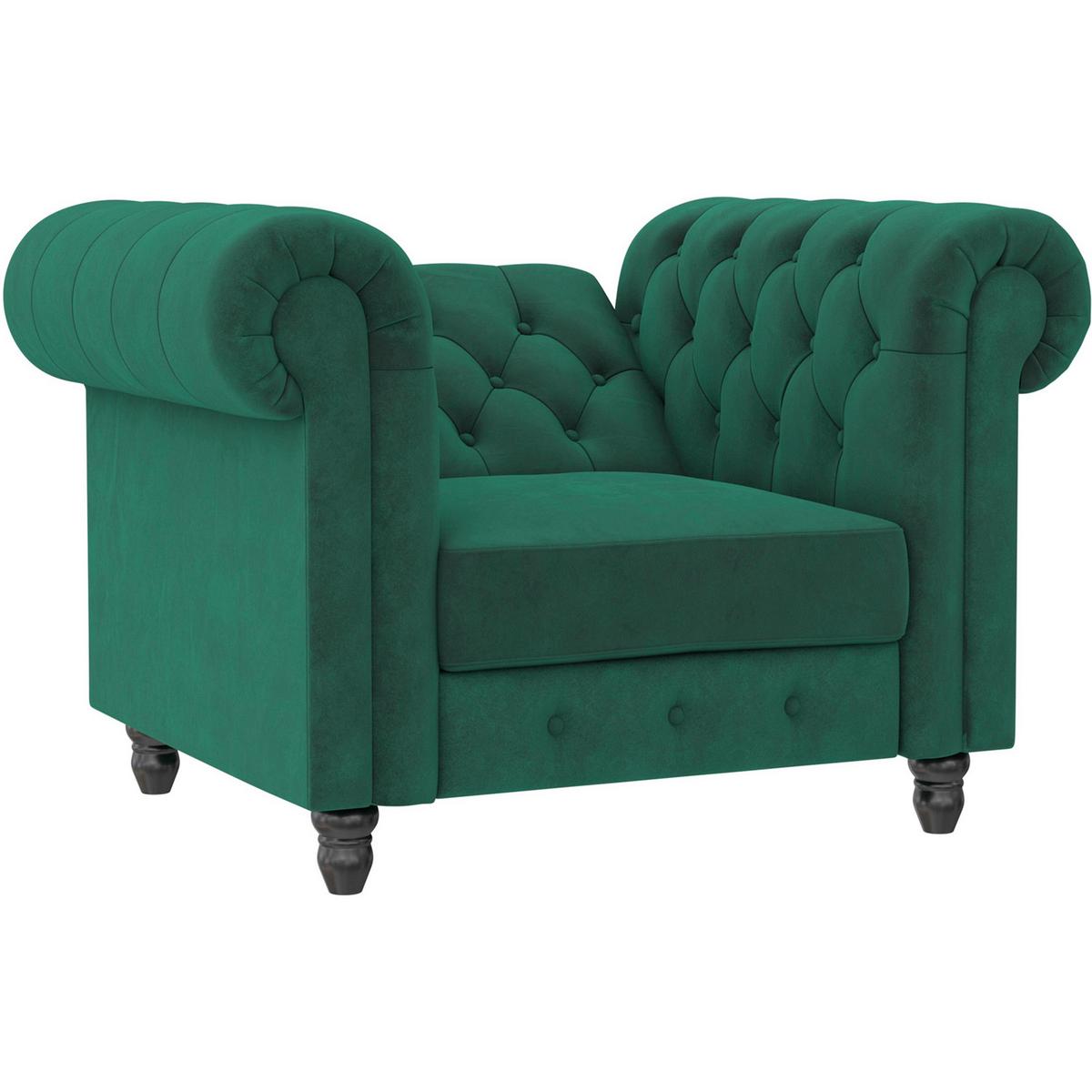 Sessel Firenze Dunkelgrün, Relaxfunktion - Dunkelgrün/Schwarz, Basics, Textil (111/83/87cm) - Livetastic
