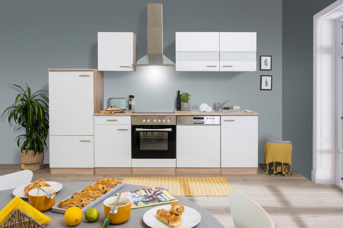 Küchenzeile Ohne Geräte B: 280 Cm Weiß/eiche Dekor, Modern - Eichefarben/Weiß, Basics, Holzwerkstoff (280/200/60cm) - Respekta