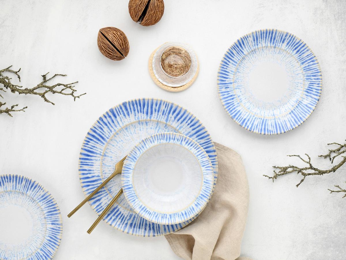 Tafelservice Summertime Weiß Hellblau - Weiß/Hellblau, Design, Keramik - Creatable