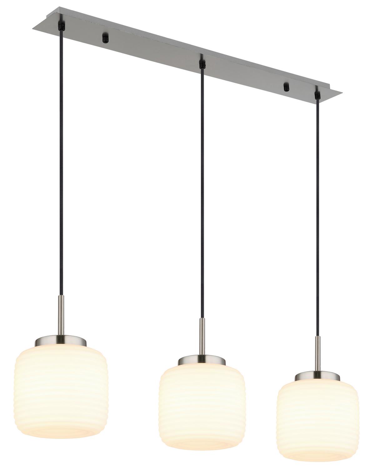 Hängeleuchte Kladora D: 24 cm Schwarz Weiß Nickelfarben - Schwarz/Weiß, KONVENTIONELL, Glas/Textil (24/130cm) - Globo