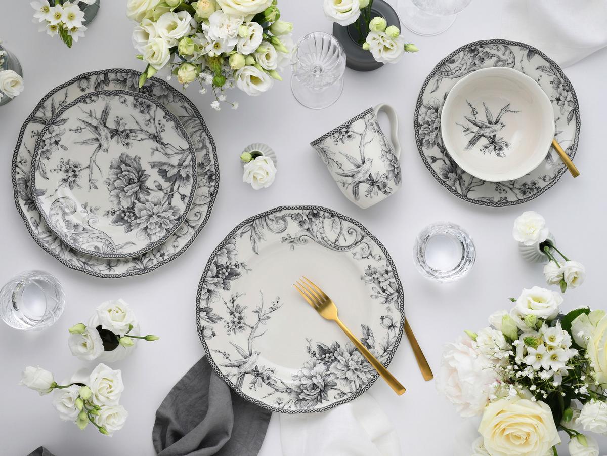 KOMBISERVICE Grau, Weiß - Weiß/Grau, Basics, Keramik - Creatable