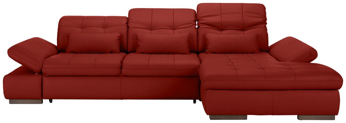 Rohová sedačka SANFINO, pravá, červená pravá kůže - barvy chromu/červená, Konvenční, kov/kůže (305/199cm) - Premium Living