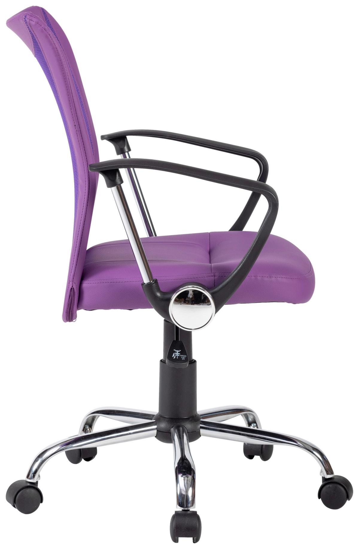 Drehstuhl Vanessa Lila/Schwarz/Chrom B: 56 cm - Chromfarben/Lila, Trend, Kunststoff/Textil (56/99/56cm)