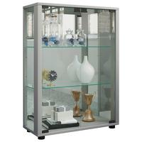 Vitrine Sintalo Silberfarben B: 60 Cm - Silberfarben/Schwarz, MODERN, Glas/Holzwerkstoff (60/80/25cm) - MID.YOU