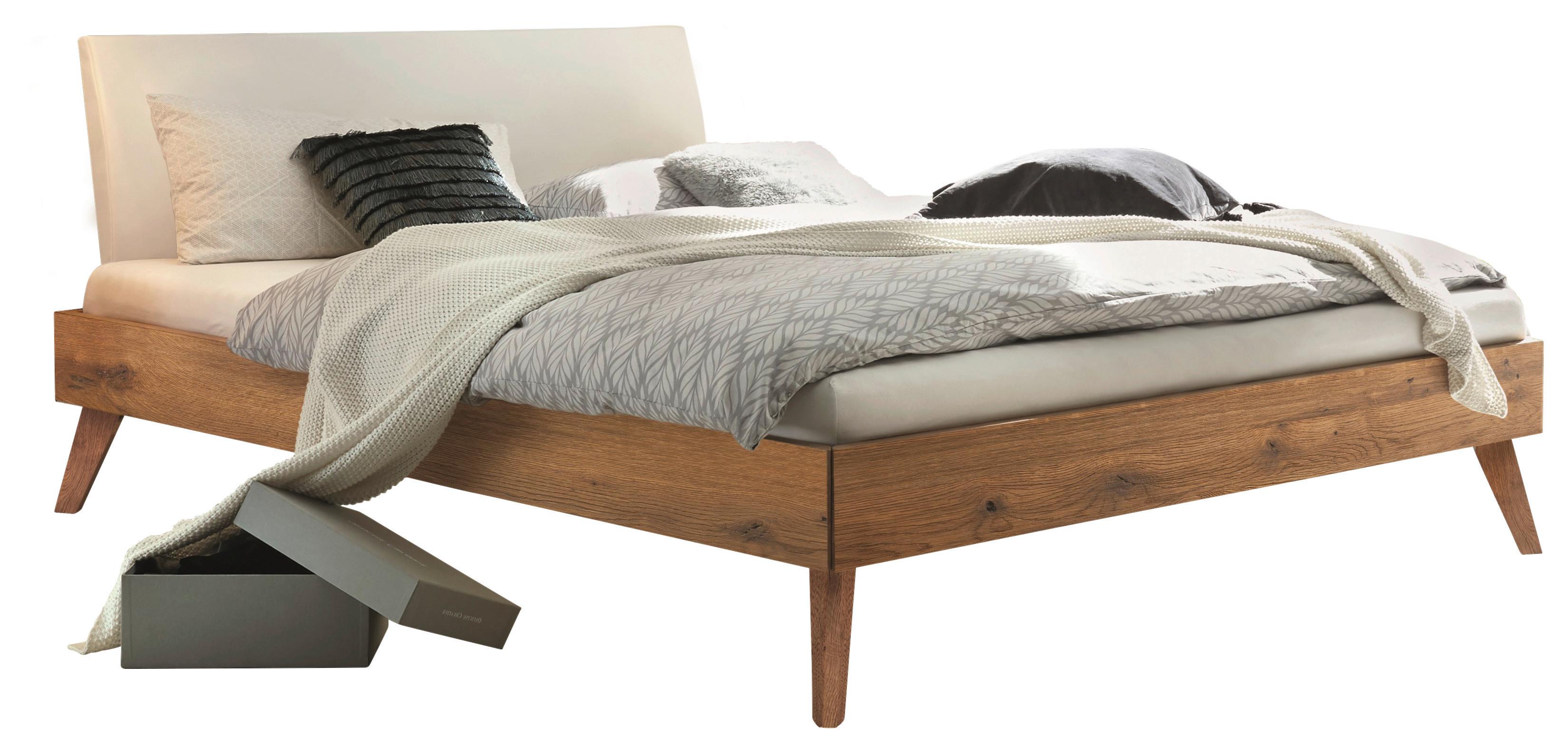 Bett Pesaro Mit Gepolstertem Kopfteil 200x200 - Wildeiche/Eichefarben, Design, Holz/Textil (200/200cm) - Hasena