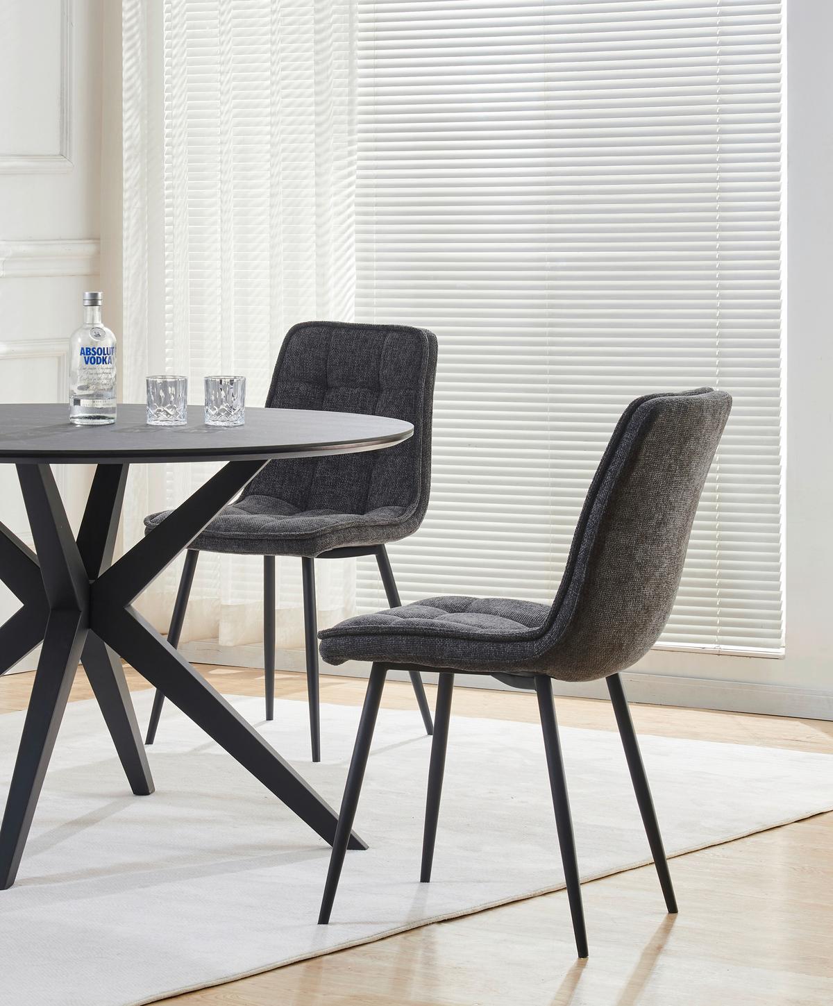 Vierfußstuhl Nevio Leinenoptik Anthrait, B: 45 Cm - Anthrazit/Schwarz, KONVENTIONELL, Holz/Textil (45/89/58cm) - MID.YOU