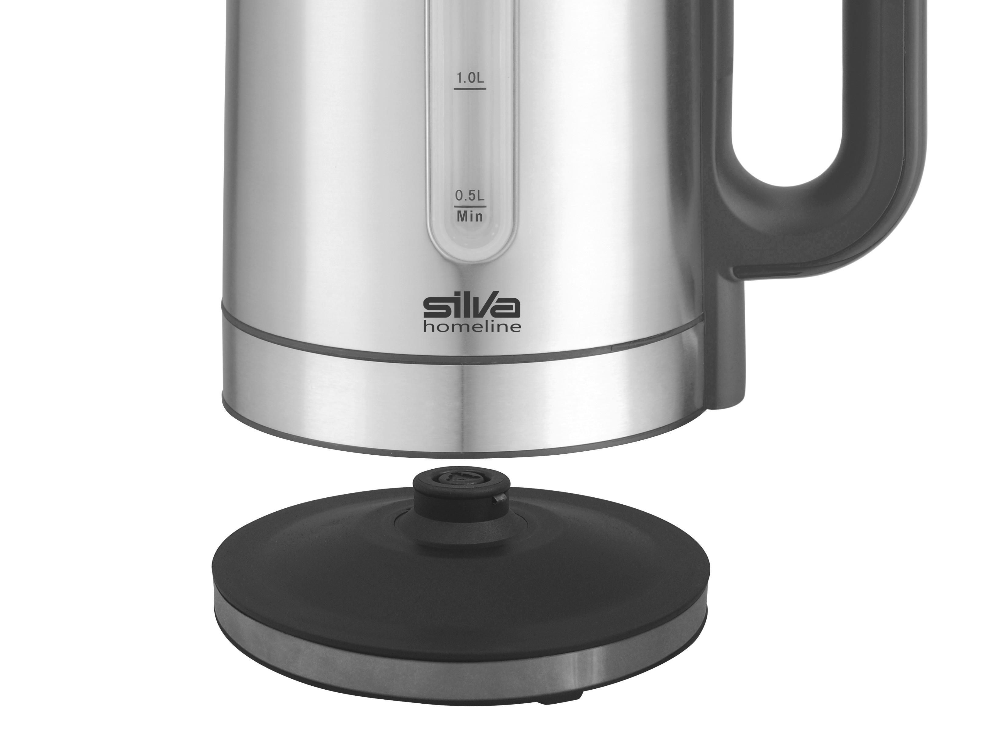 Wasserkocher Kl-T Schwarz Edelstahl 1,7 L 2200 W - Silberfarben/Schwarz, MODERN, Metall (14/24cm) - Silva Homeline