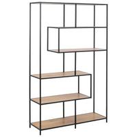 Regal Seaford B 114cm, Schwarz/eiche Dekor - Eichefarben/Schwarz, MODERN, Holzwerkstoff/Metall (114/185/35cm) - MID.YOU