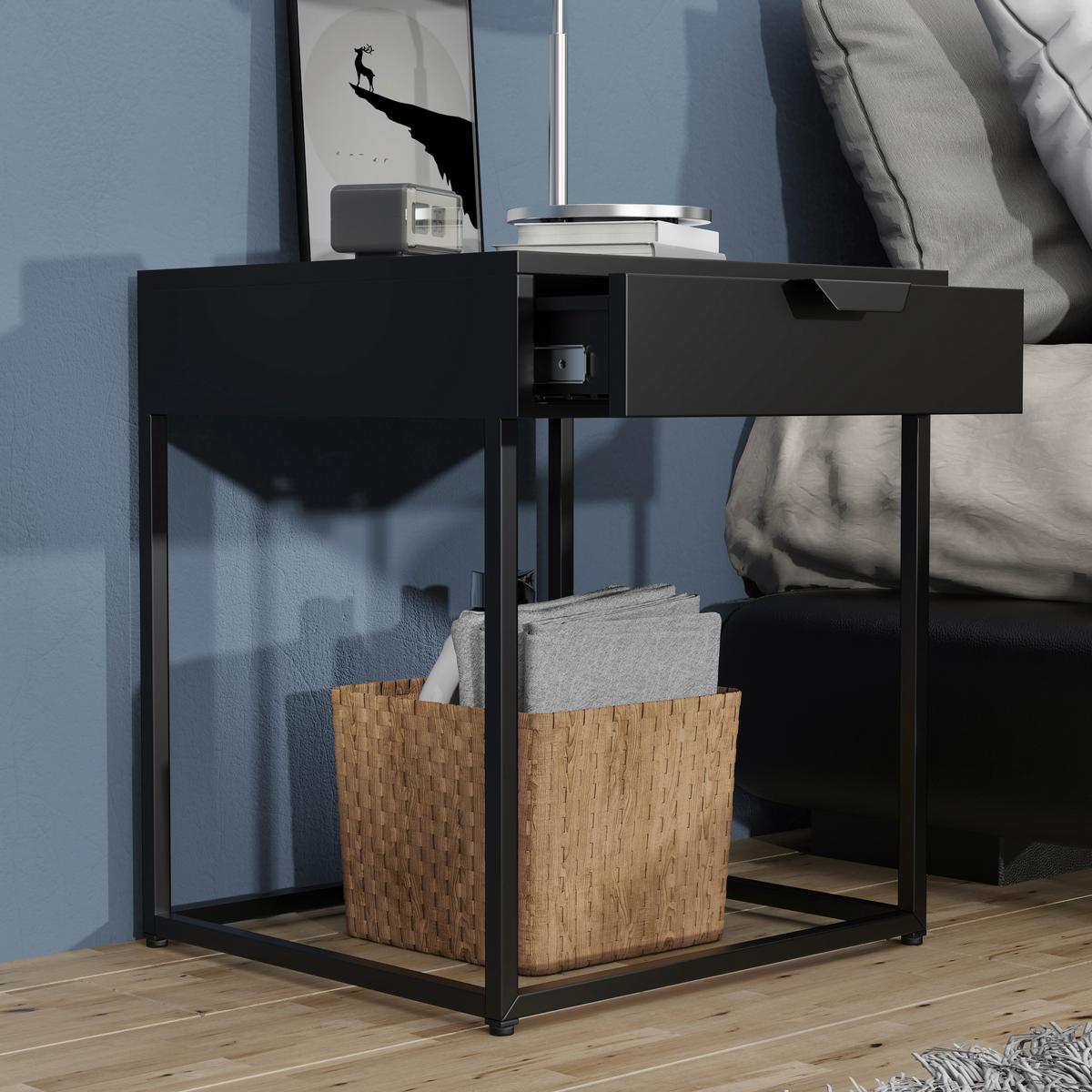 Nachtkästchen Flokas S Schwarz - Schwarz, MODERN, Holzwerkstoff (43/50/41cm) - MID.YOU